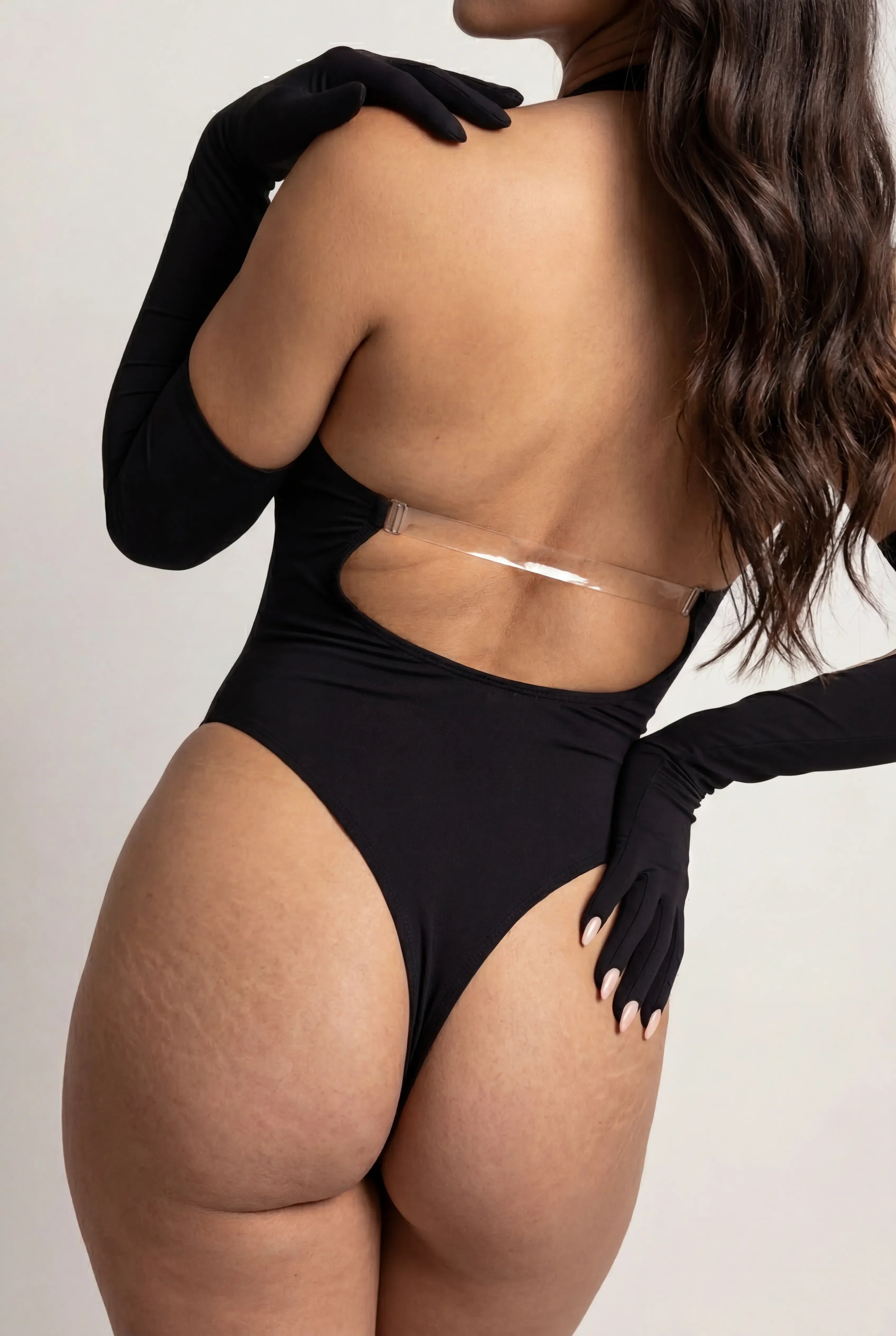 Body für Damen mit Handschuhen – ILLUSION Schwarz