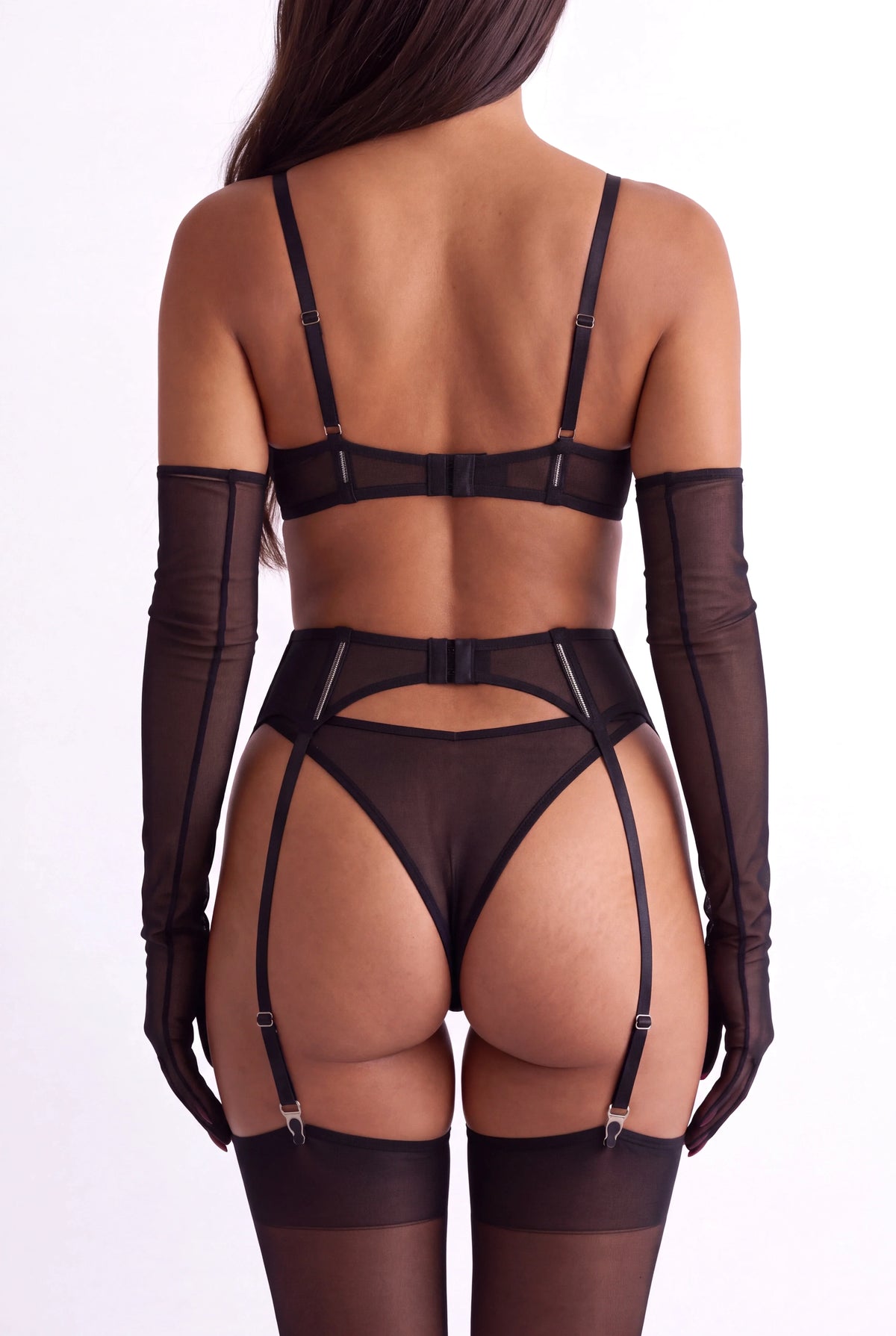 Ensemble lingerie quatre pièces - VOILYA Noir - NAKED Underwear - Détail produit dos