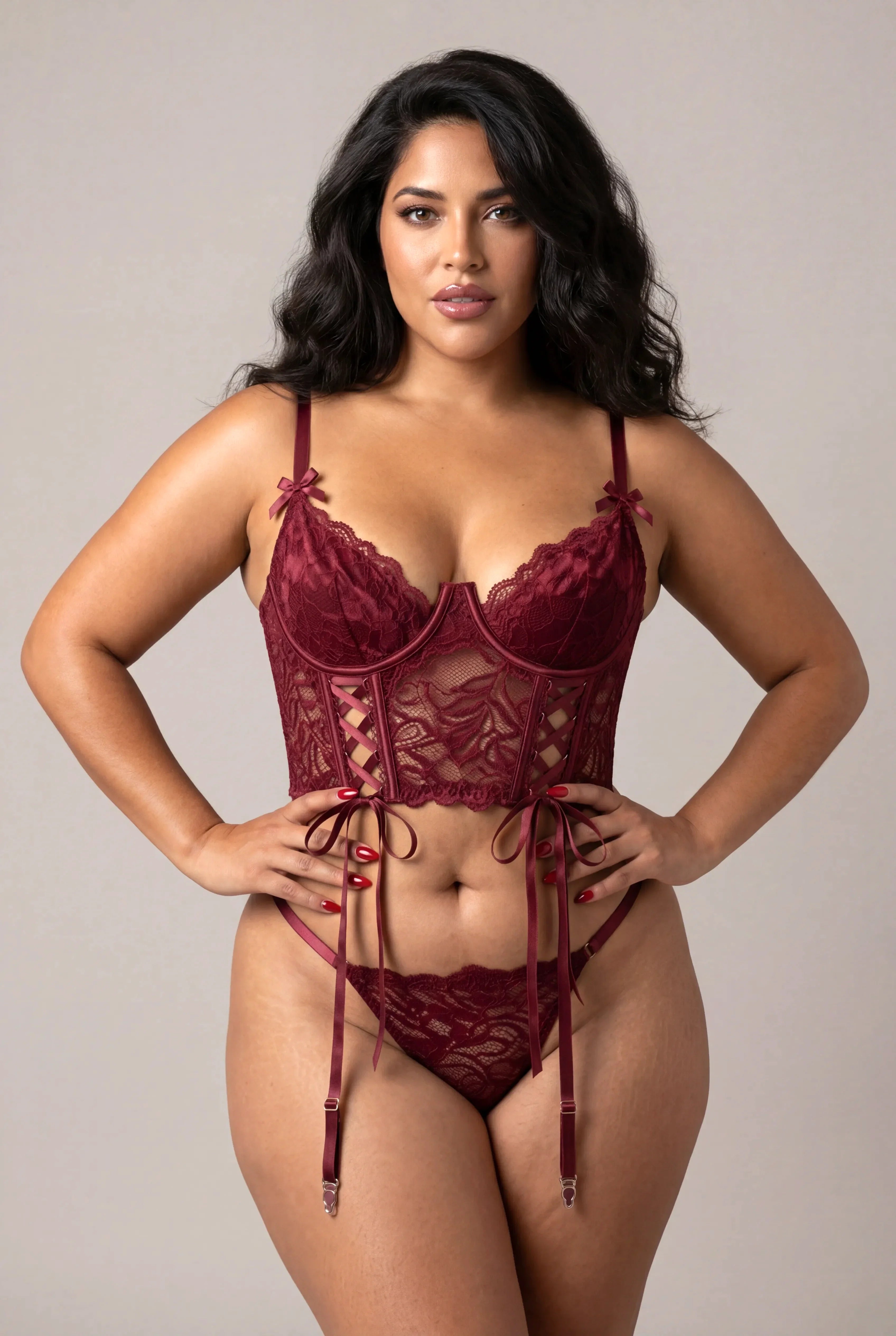 Ensemble lingerie trois pièces - Promise Bordeaux - NAKED Underwear FR