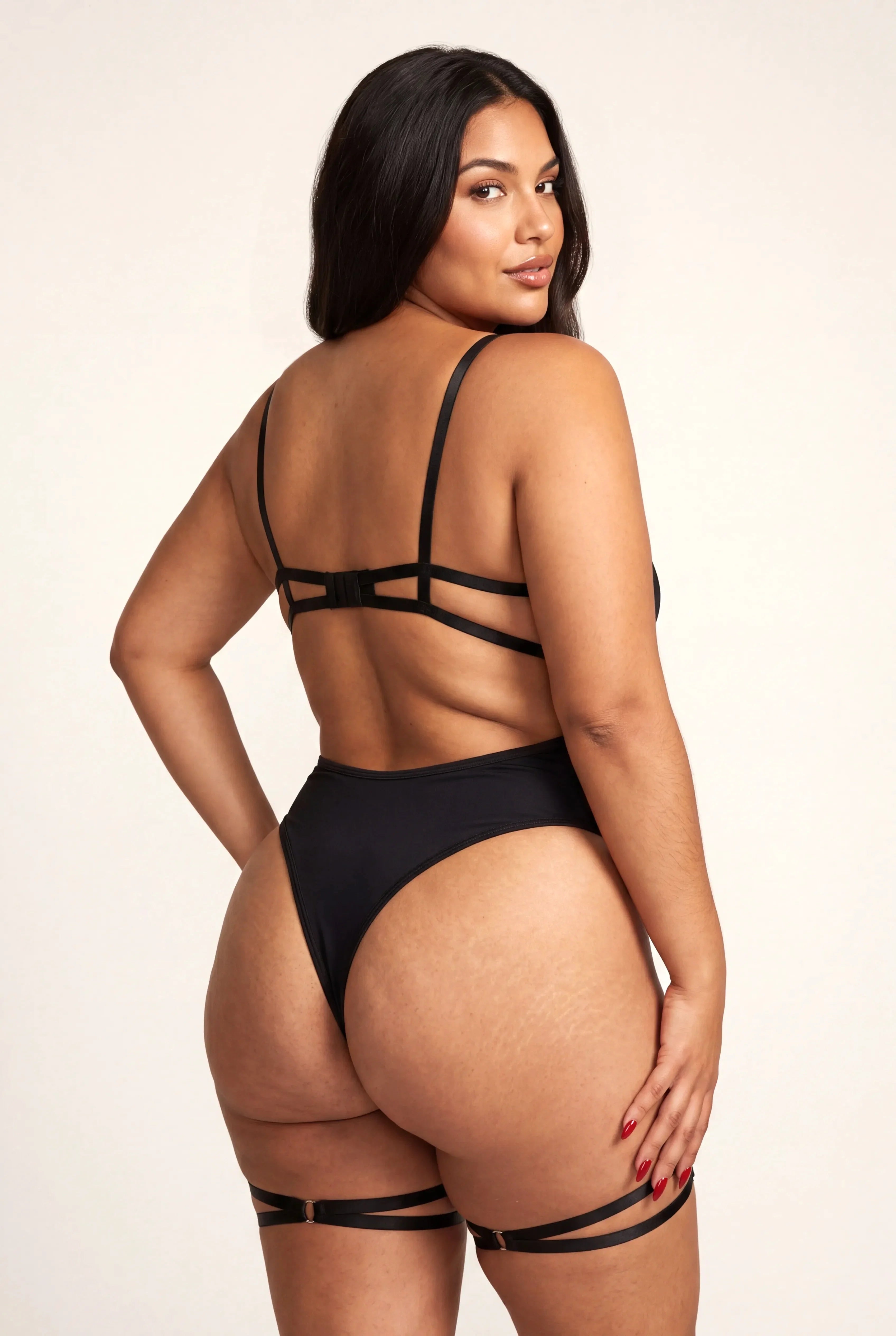Body Avec Tour De Cuisses Noir Sauvage - NAKED Underwear - Close-up produit dos