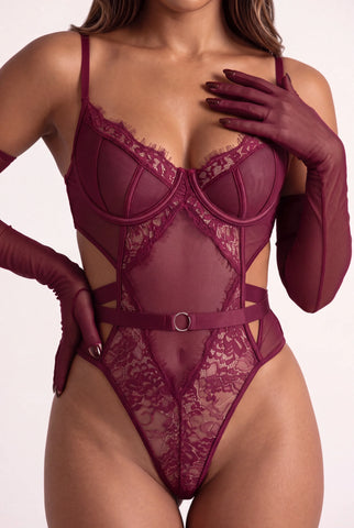Body mit Handschuhen - VERSYA Bordeaux