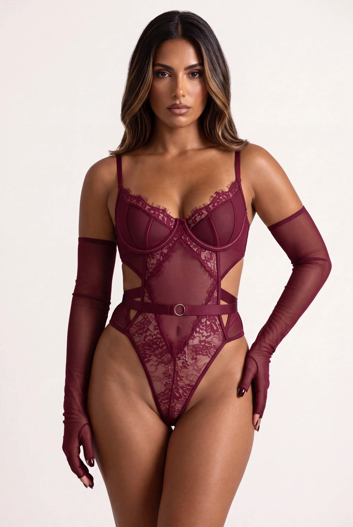 Body mit Handschuhen - VERSYA Bordeaux