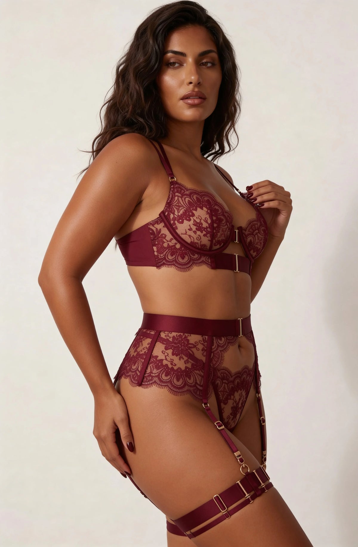 Vierteilige Dessous-Set - KEELY Bordeaux 
