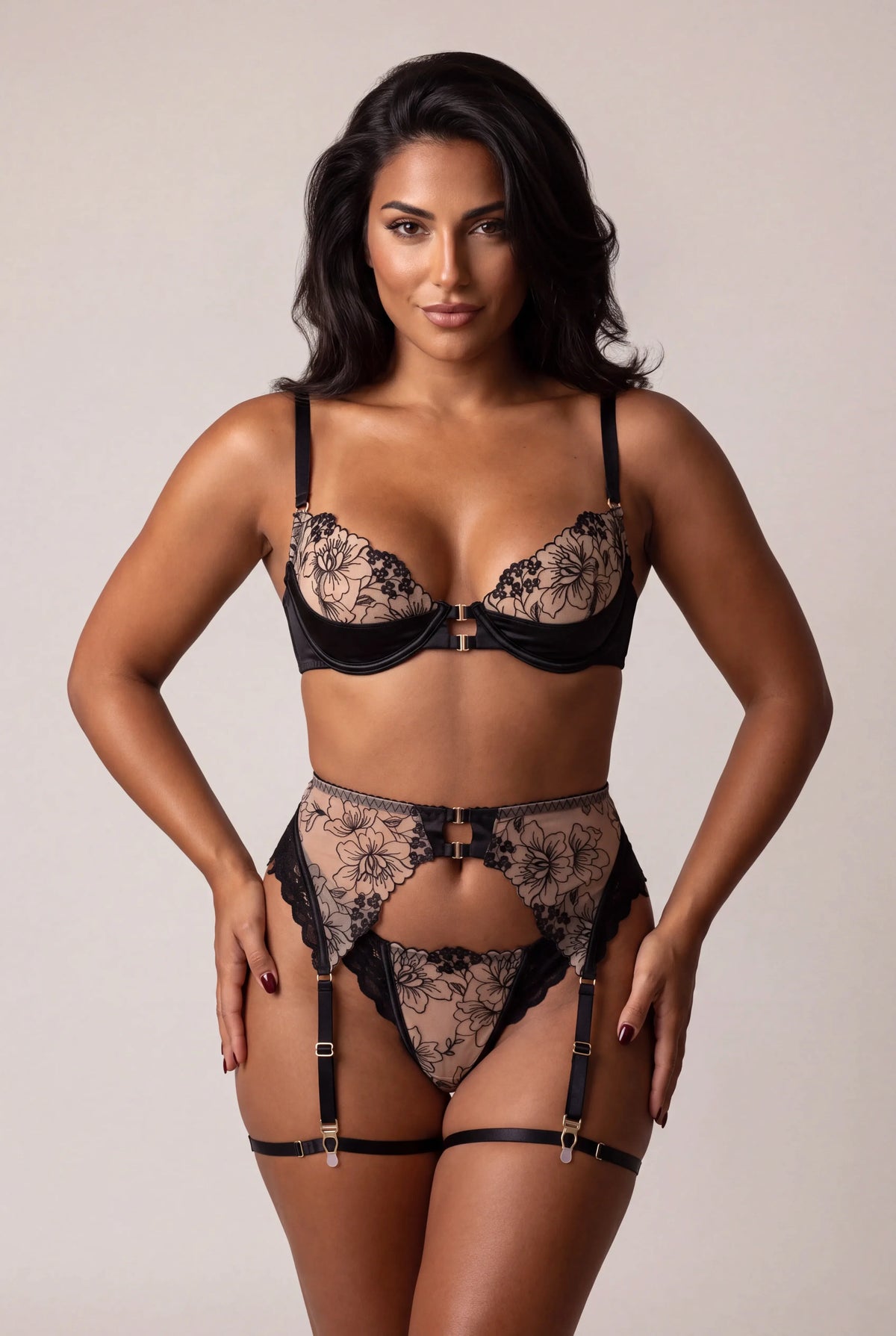 Dreiteiliges Dessous-Set - ORELYA Schwarz - NAKED Underwear FR